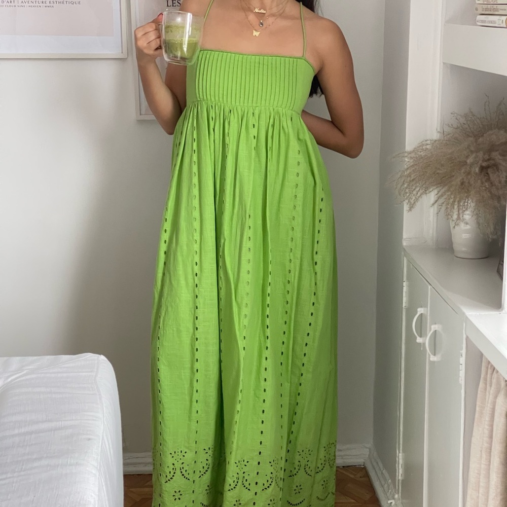 Green maxi dress by Zara
